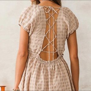Mable Plaid Back Lace-Up Dress